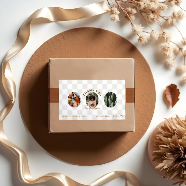 Boho Checkerboard Muster Vielen Dank für Ihre Best Rechteckiger Aufkleber (Boho Checkerboard Pattern Thank You For Your Order Rectangular Sticker)