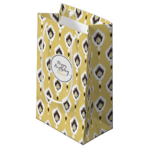 Boho chelgelbe Ikat-Tribal-Muster Monogramm Kleine Geschenktüte
