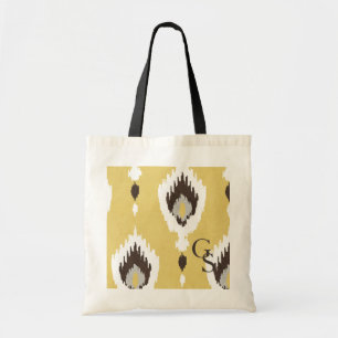 Boho chelgelbe Ikat-Tribal-Muster Monogramm Tragetasche