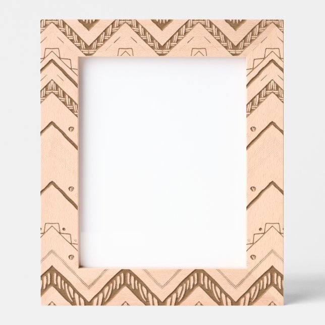 Boho Chevron Pattern Sage Geometric Wood Pri Geätzte Rahmen (Vorderseite)