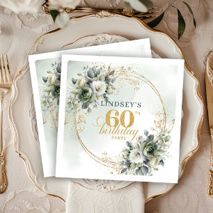 Boho-chic 60. Geburtstagsfeier mit Grün und Gold E Serviette