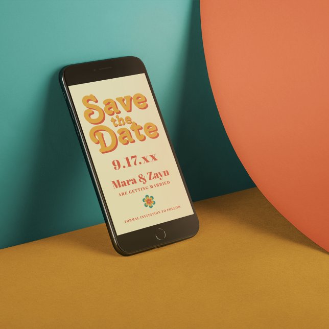 Boho Chic 70's Retro Save the Date Ankündigung (Von Creator hochgeladen)