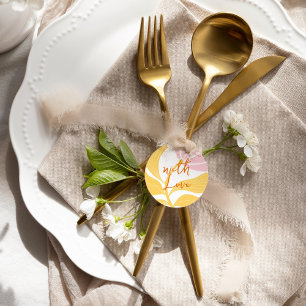 Boho Chic Abstrakte Farbige Moderne Florale Hochze Geschenkanhänger