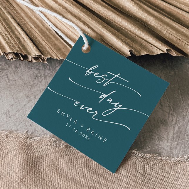 Boho Chic Aquamarin Blue Best Day Ever Wedding Geschenkanhänger (Von Creator hochgeladen)