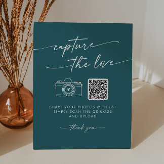 Boho Chic Aquamarin Blue Capture the Liebe Wedding Sockelschild