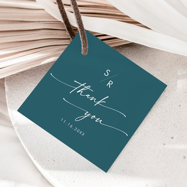 Boho Chic Aquamarin Blue Monogram Vielen Dank Geschenkanhänger (Von Creator hochgeladen)