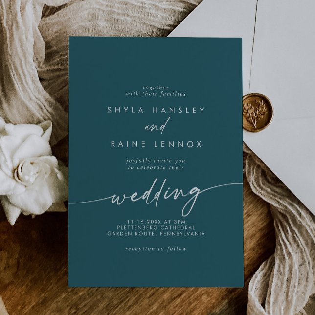 Boho Chic Aquamarin Blue Wedding Einladung (Von Creator hochgeladen)