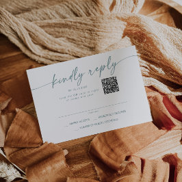 Boho Chic Aquamarin- und White Mail-In- und QR-Cod RSVP Karte