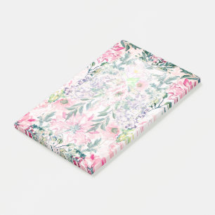 Boho Chic Aquarellfeder Rosa Blütenblume Post-it Klebezettel