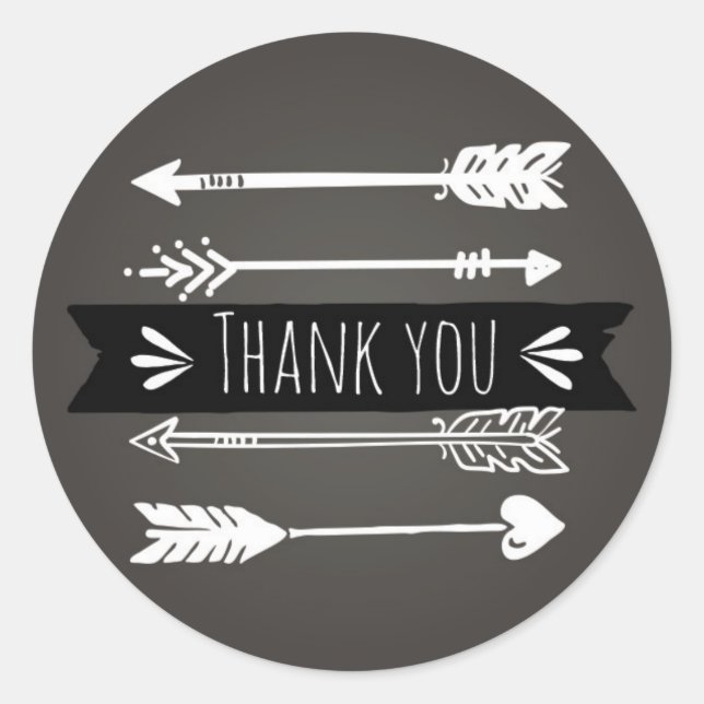Boho Chic Arrows | Danke, Sticker (Vorderseite)