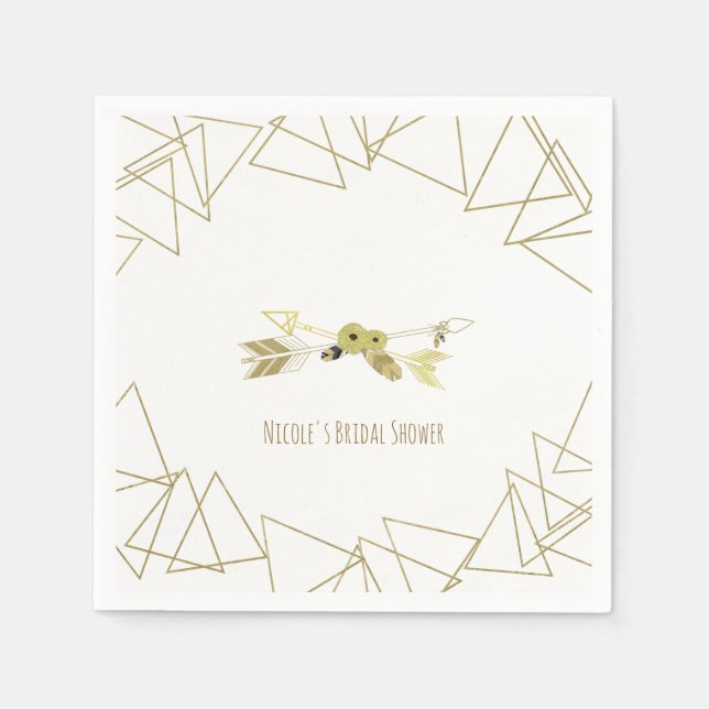 Boho Chic Arrows & Gold Geometric Triangle Modern Serviette (Vorderseite)