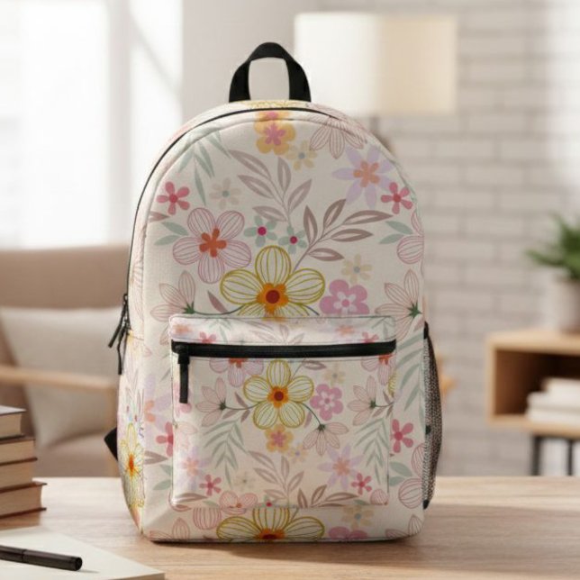 Boho chic backpack, Floral print backpack Bedruckter Rucksack (Von Creator hochgeladen)