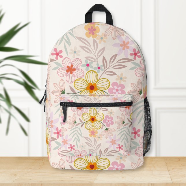 Boho chic backpack, Floral print backpack Bedruckter Rucksack (Von Creator hochgeladen)