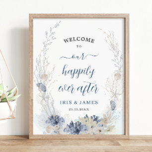 Boho Chic Beach Coastal Wedding Willkommen Poster