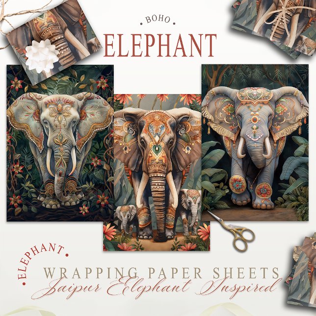 Boho Chic Bhemian Elephant Geschenkpapier Set (Von Creator hochgeladen)