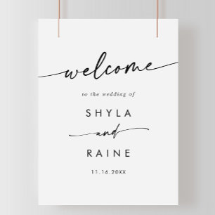 Boho Chic Black and White DIY Wedding Willkommensz Poster