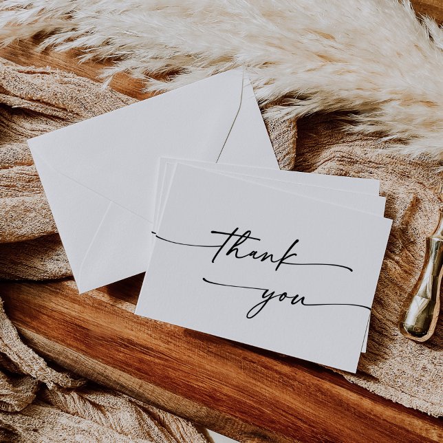 Boho Chic Black and White Flat Wedding Dankeskarte (Von Creator hochgeladen)