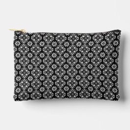 Boho Chic Black and White Floral Pattern Zubehörtasche
