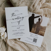 Boho Chic Black and White Foto QR Code Wedding