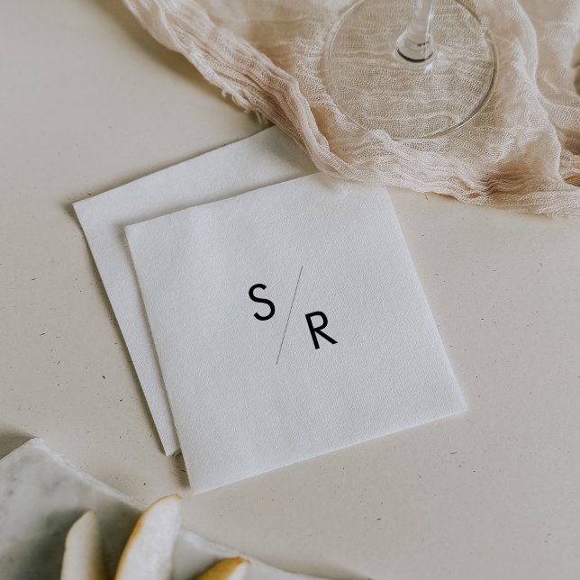 Boho Chic Black and White Mit Monogramm Napkins Serviette (Von Creator hochgeladen)