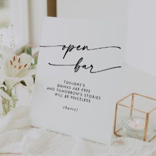 Boho Chic Black and White Open Bar Wedding Sockelschild