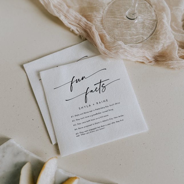 Boho Chic Black and White Wedding Fun Fakt Napkins Serviette (Von Creator hochgeladen)