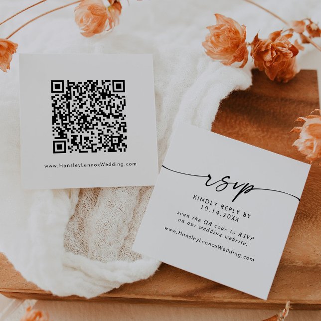 Boho Chic Black and White Wedding QR Code UAWG Begleitkarte (Von Creator hochgeladen)
