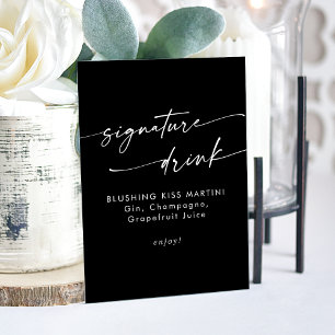 Boho Chic Black Wedding Signature Drink Acrylschild