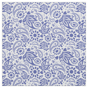 Boho chic Blue White Paisley und Blume Muster Stoff