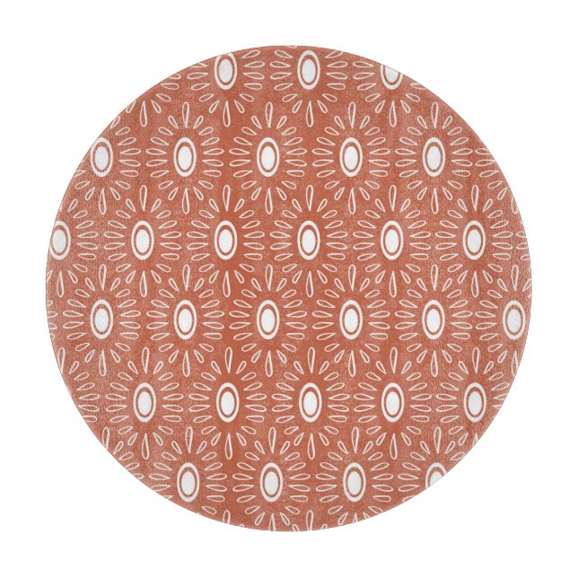 Boho Chic Blume: Modernes Nahtloses Design Schneidebrett (Vorderseite)