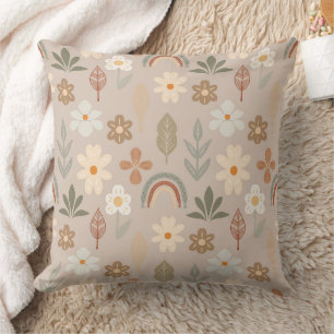 Boho-Chic-Blumen-Erdtöne Kissen