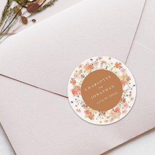 Boho-Chic-Blumen-Herbsthochzeit Runder Aufkleber