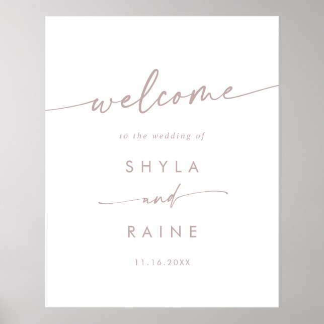 Boho Chic Blush Pink DIY Wedding Begrüßungszeichen Poster (Vorne)