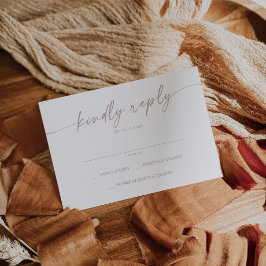 Boho Chic Blush Pink Einfache Hochzeit RSVP Karte