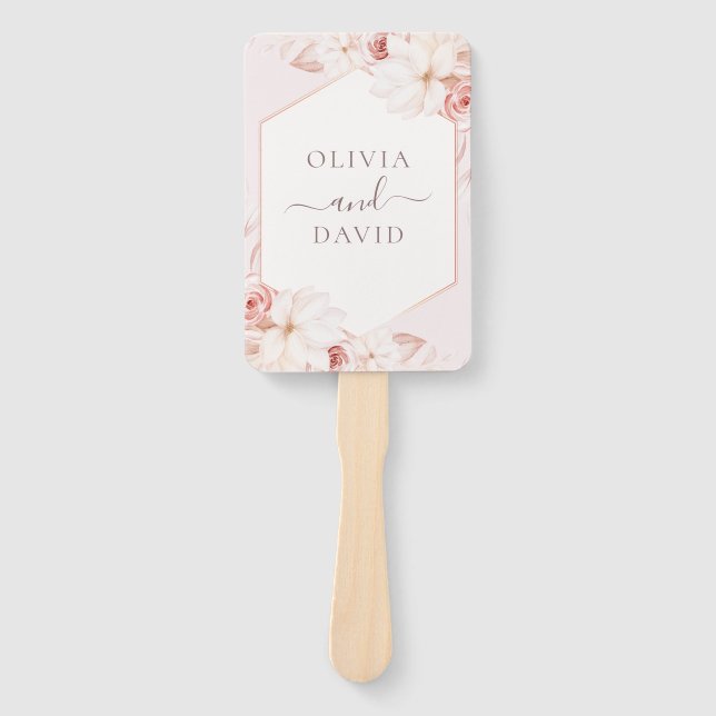Boho Chic Blush Pink Floral Wedding Programm Fächer (Vorderseite)