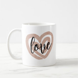Boho Chic Blush Pink Herz Liebe Kaffee Tasse