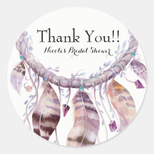 Boho-Chic-Bohemian-Federn-Traumfänger-Mitbringsel Runder Aufkleber