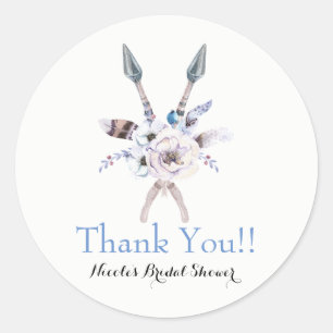 Boho Chic Bohemisch Arrows Feather Floral Party Runder Aufkleber