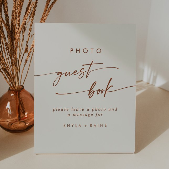 Boho Chic Bohemisch Cream Foto Gästebuch Sockelschild (Von Creator hochgeladen)