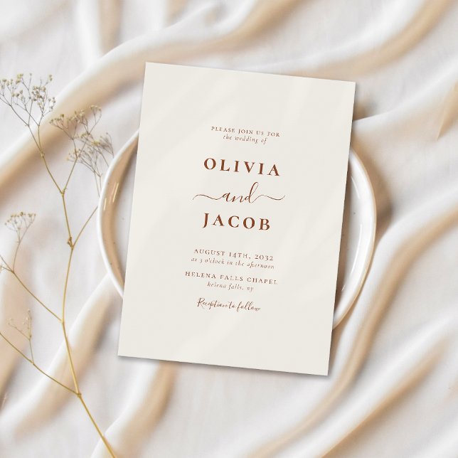 Boho Chic Bohemisch Cream Script Wedding Einladung (Von Creator hochgeladen)