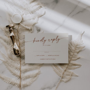 Boho Chic Bohemisch Cream Simple Wedding RSVP Karte