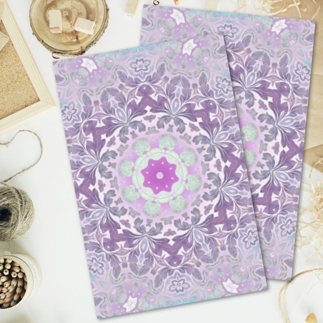 Boho chic Bohemisch lilac lila mandala Seidenpapier (Boho chic Bohemian lilac purple mandala Tissue Paper)