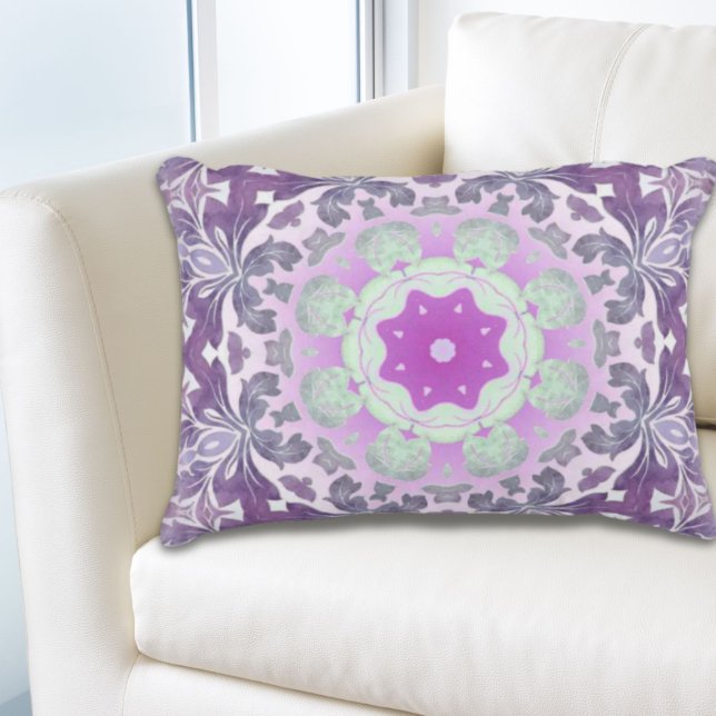 Boho chic Bohemisch lilac lila mandala Zierkissen (Boho chic Bohemian lilac purple mandala Decorative Pillow)