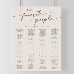 Boho Chic Bohemische Creme druckbare Sitzkarte Poster