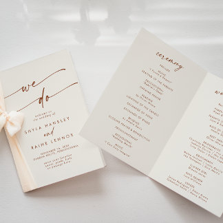 Boho Chic Bohemische Creme wir falten Hochzeit Programm