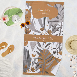 Boho Chic Botanischer Name und Zitat Strandtuch
