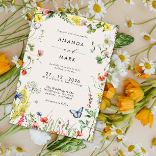 Boho-Chic-Bunte-Wiesenhochzeit Einladung