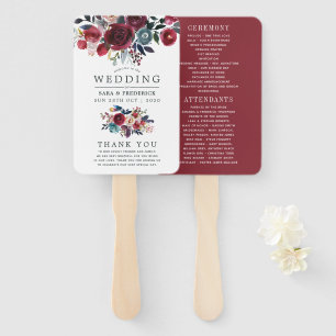 Boho Chic Burgunderrot und Navy Herbst Hochzeit Fächer