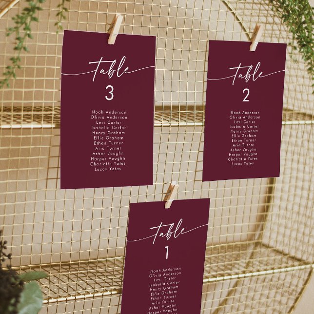 Boho Chic Burgundy Red Hanging Seating Chart Einladung (Von Creator hochgeladen)