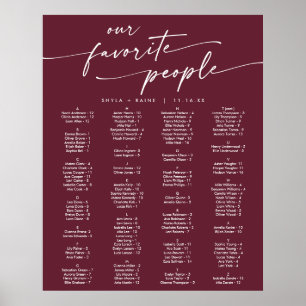 Boho Chic Burgundy Red Printable Seekarte Poster